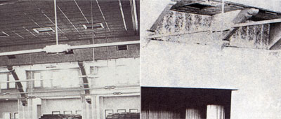1955年大修后的礼堂顶部和去除了假窗的北墙